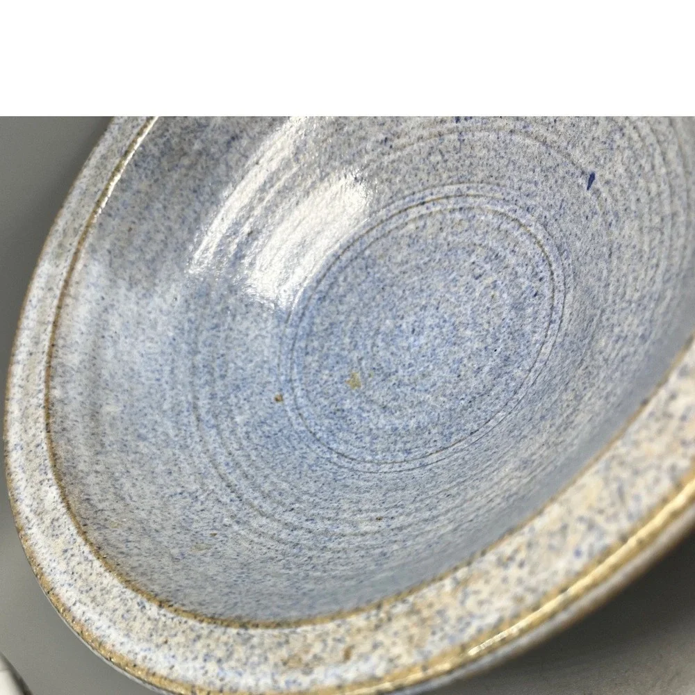 Handmade‎ Studio Pottery Bowl Blue Glaze Rustic Pottery Signd